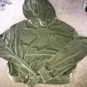 PINK (rare!) velvet cropped hoodie